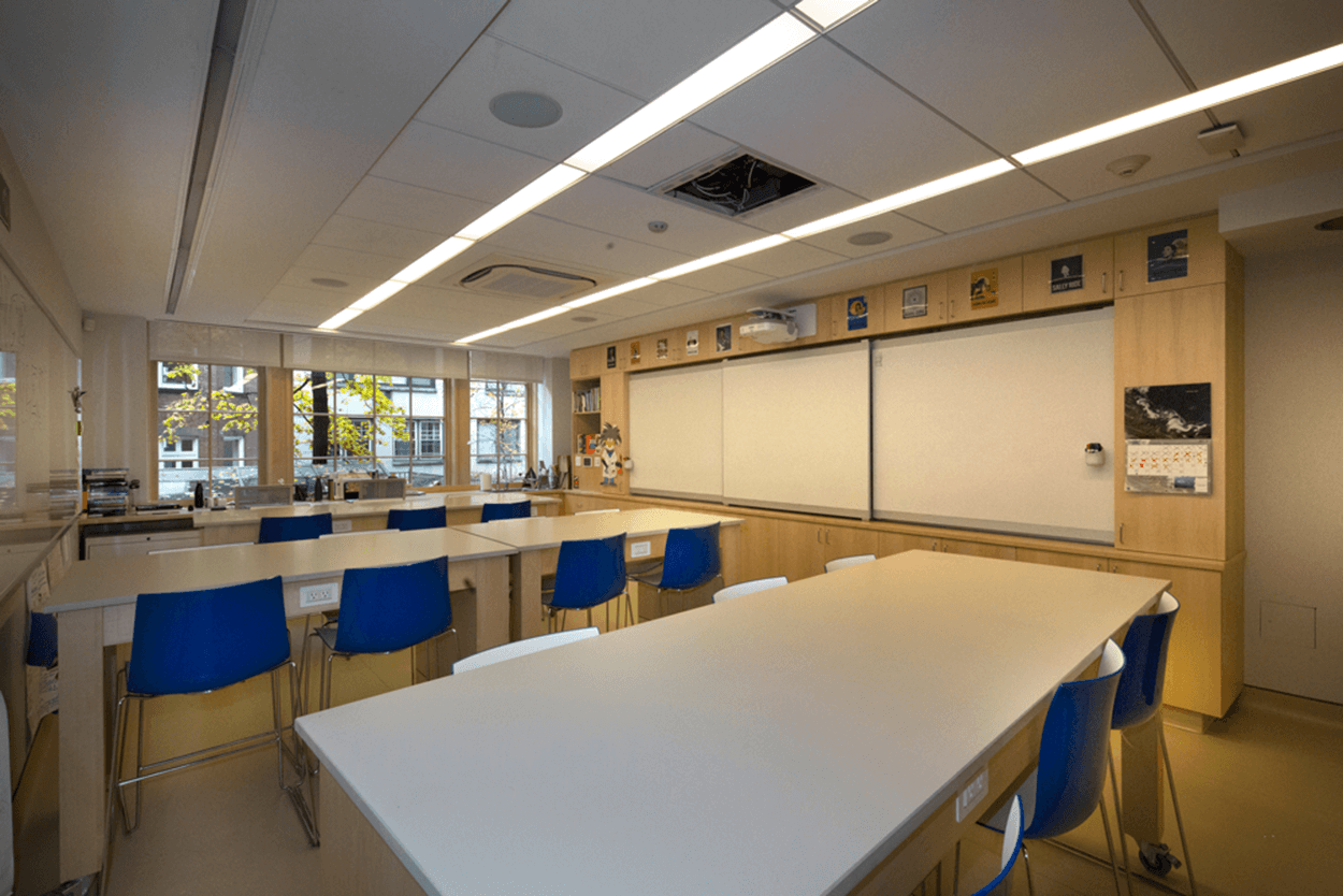 Interior classroom of a newly constructed NYC school